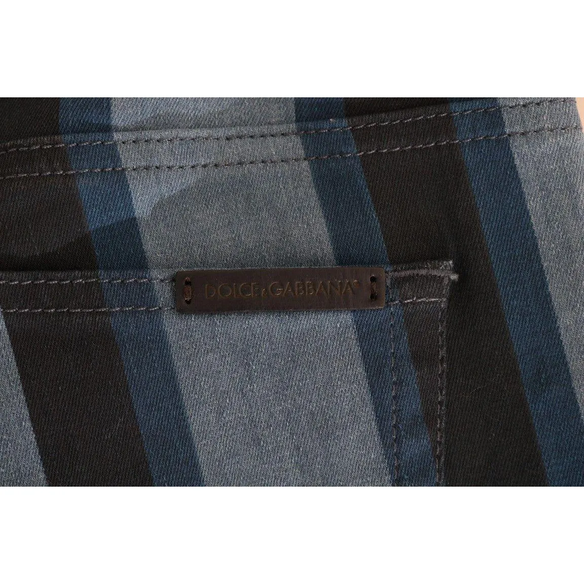 Dolce & Gabbana Chic Blue Striped Slim Fit Girly Jeans