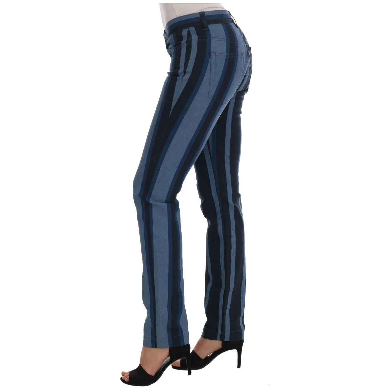 Dolce & Gabbana Chic Blue Striped Slim Fit Girly Jeans