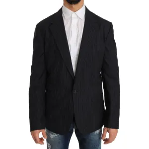 Dolce & Gabbana Elegant Slim Fit Striped Wool Silk Blazer