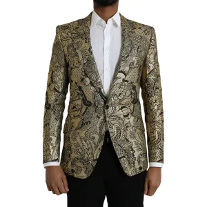 Dolce & Gabbana Gold SICILIA Jacquard Single Breasted Coat Blazer