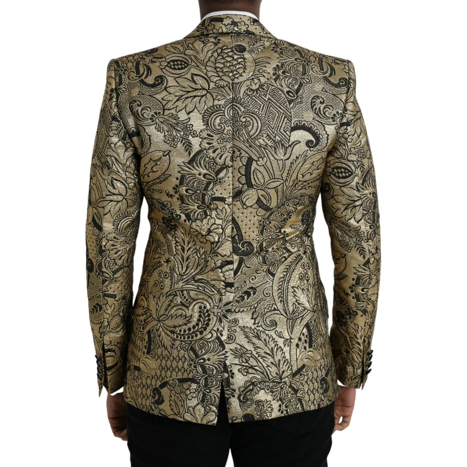 Dolce & Gabbana Gold SICILIA Jacquard Single Breasted Coat Blazer