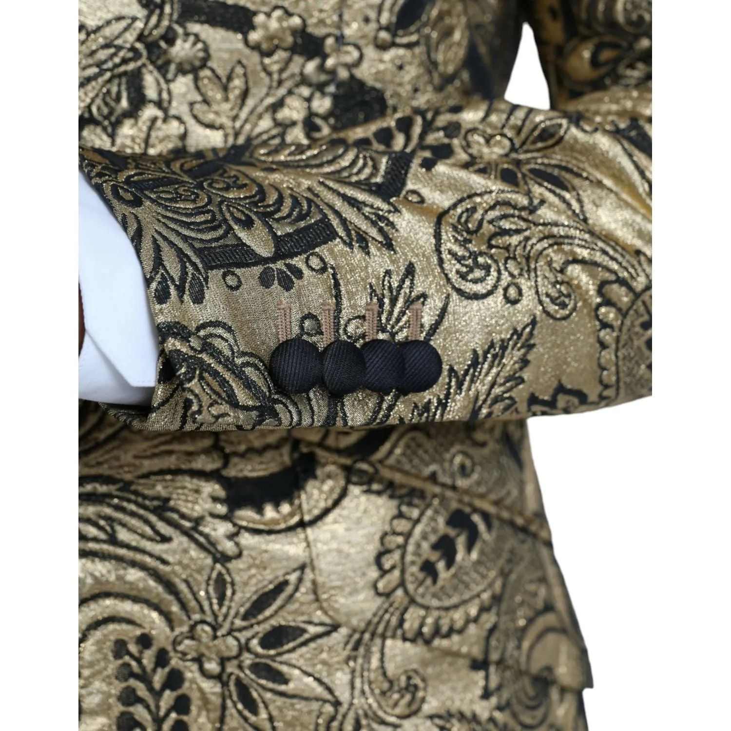 Dolce & Gabbana Gold SICILIA Jacquard Single Breasted Coat Blazer