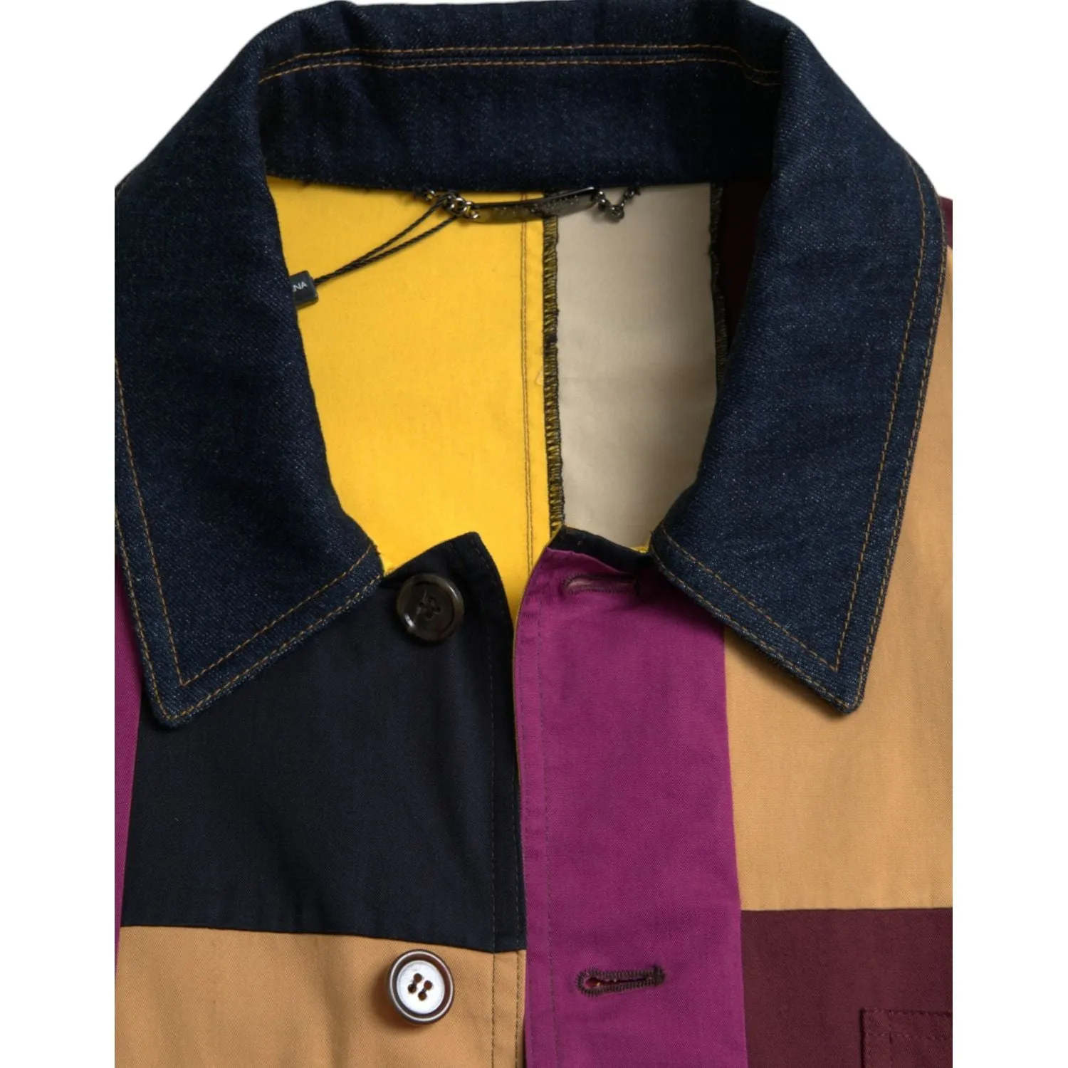 Dolce & Gabbana Multicolor Patchwork Cotton Collared Jacket