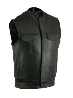 DS181A Men's Collarless Milled Cowhide Leather Vest