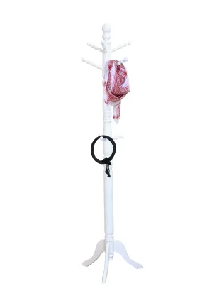 Easy Coat Hanger 188 SERIES Standing, Free standing : Entryway Coat Rack, wooden Coat Hat Rack Tree Stand Hanger Organizer for Jacket, Purse, Scarf Rack, Umbrella and long dress (White)