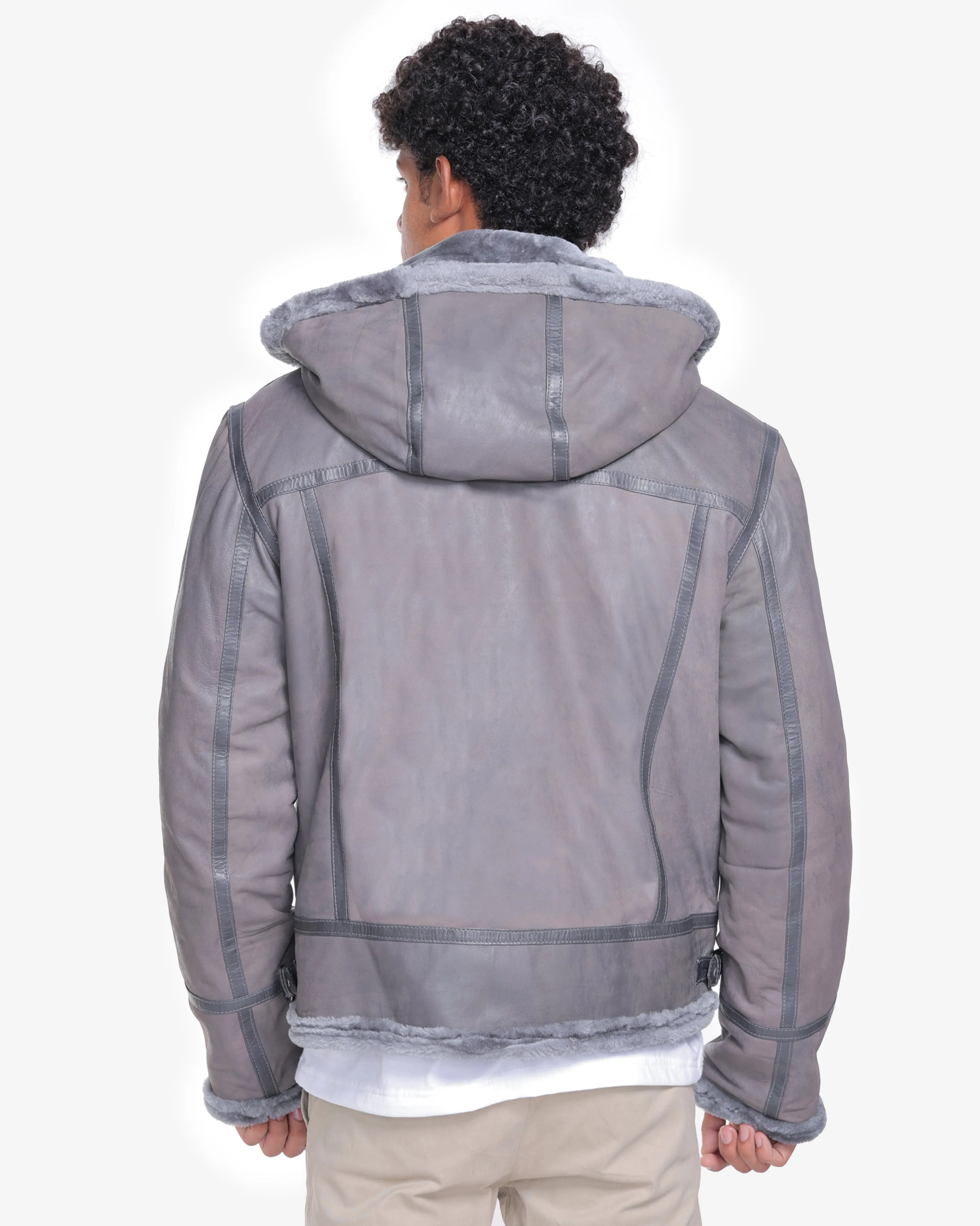 Edgar B3 Grey Leather Bomber Jacket