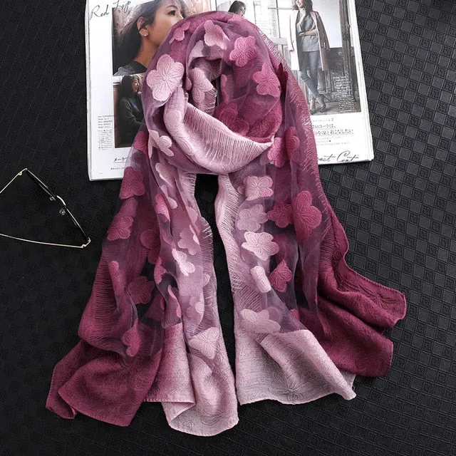 Fashion Silk Scarf Floral Printed Bandana Shawl #2650