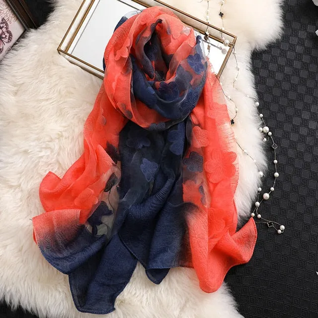 Fashion Silk Scarf Floral Printed Bandana Shawl #2650