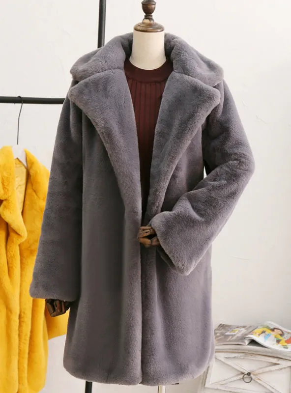 Faux Fur Coats Jackets Women Autumn Winter Rabbit Fur