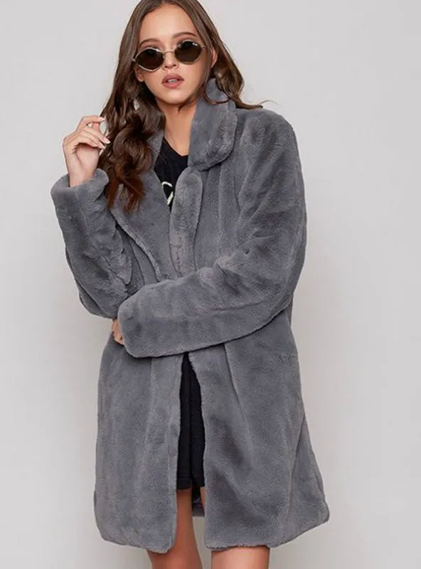 Faux Fur Coats Jackets Women Autumn Winter Rabbit Fur