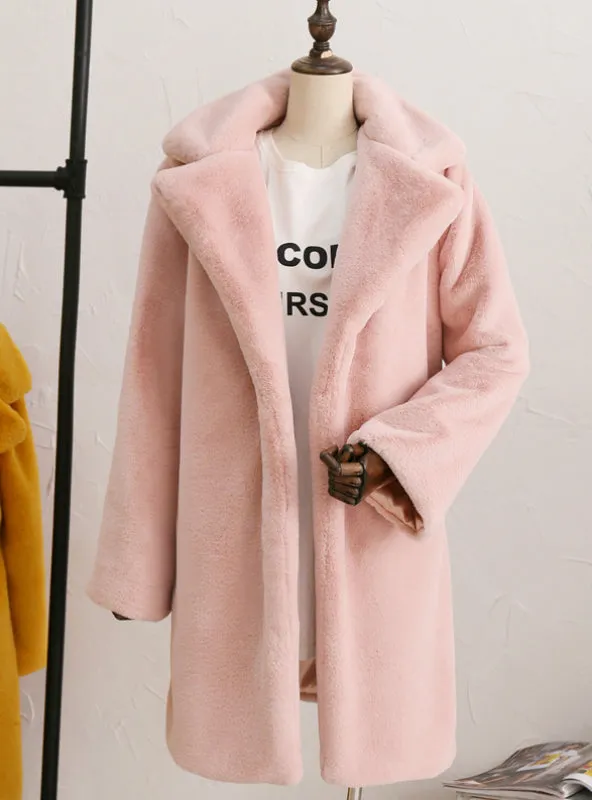 Faux Fur Coats Jackets Women Autumn Winter Rabbit Fur