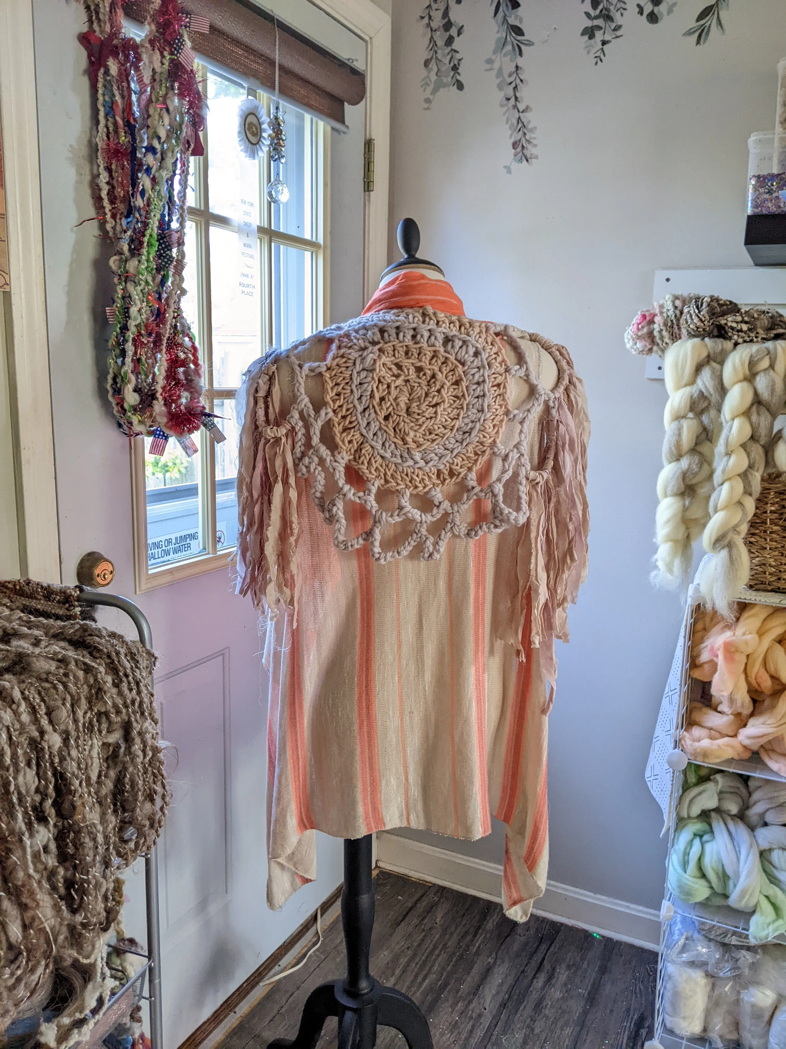 Fiber Festival Freeform Crochet, Knit Handspun, and Woven Boho Garment - Astilbe WAFA