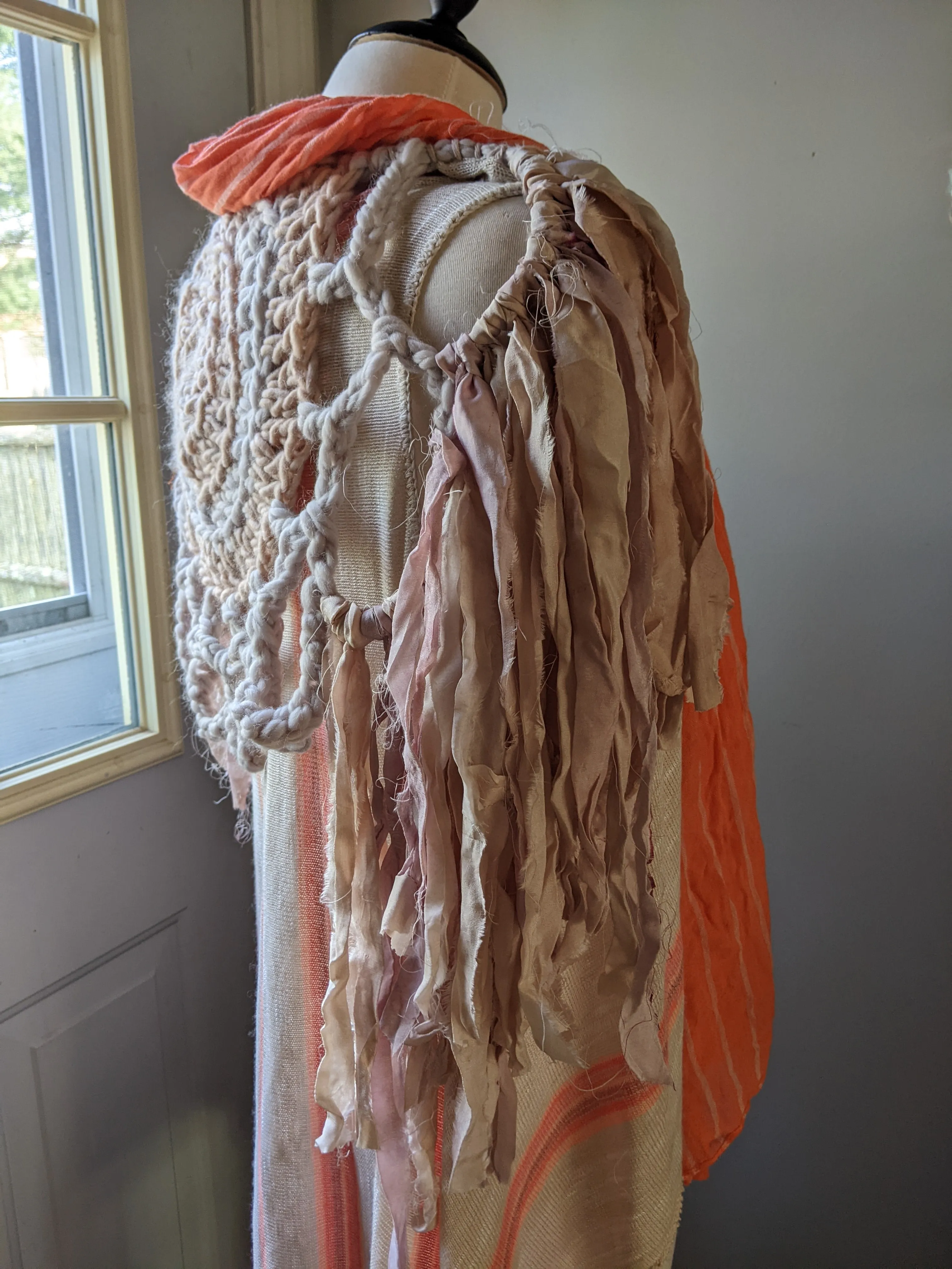 Fiber Festival Freeform Crochet, Knit Handspun, and Woven Boho Garment - Astilbe WAFA