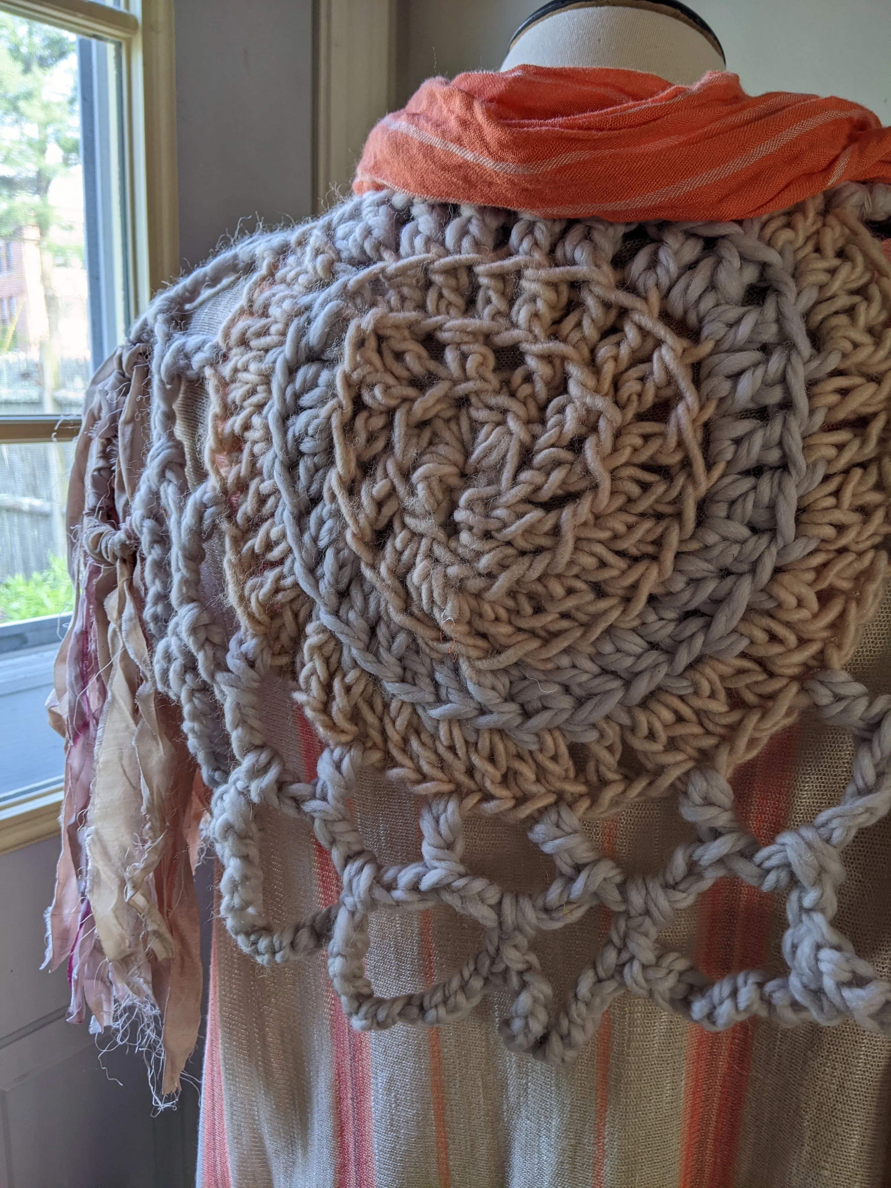 Fiber Festival Freeform Crochet, Knit Handspun, and Woven Boho Garment - Astilbe WAFA