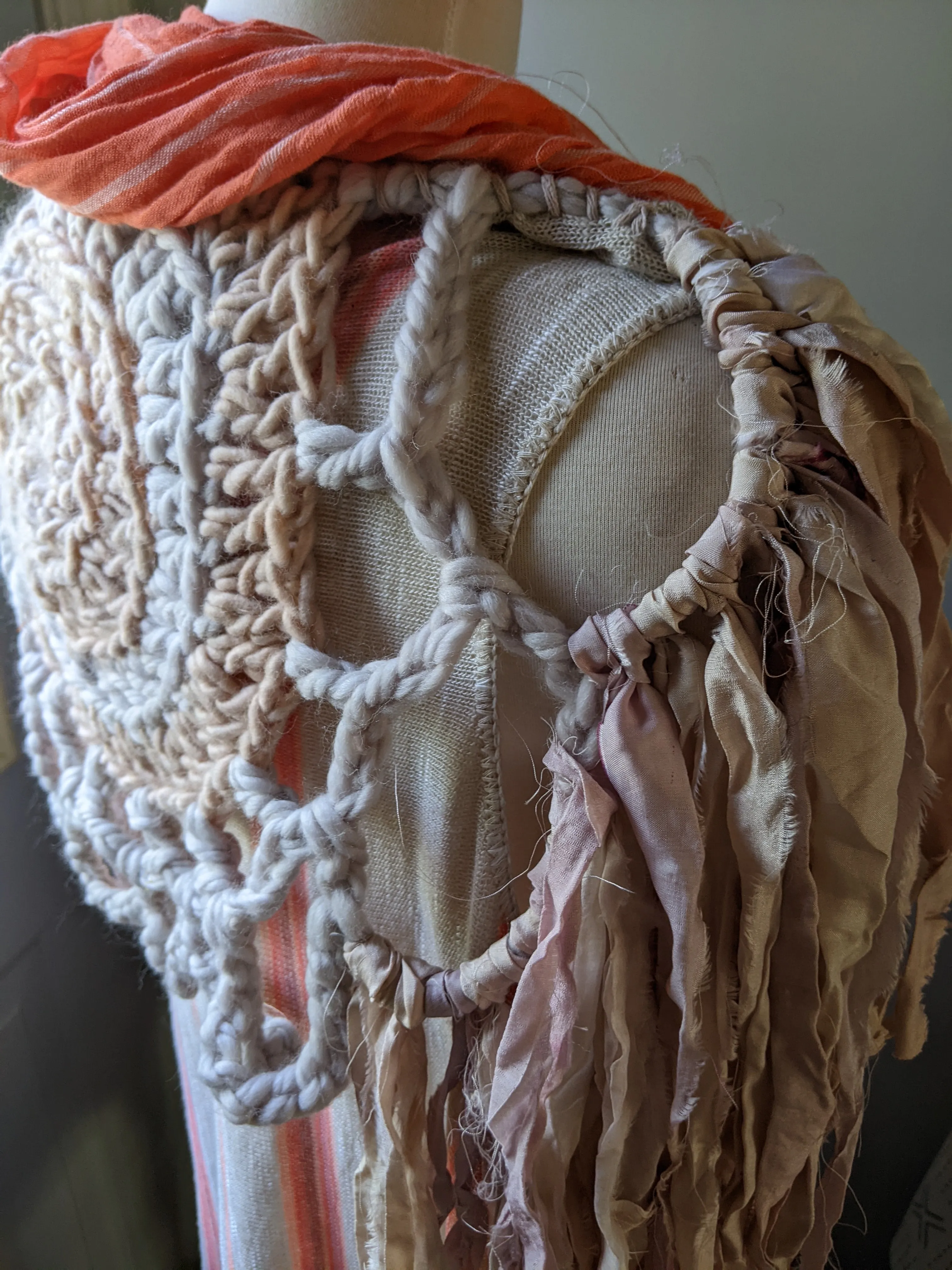 Fiber Festival Freeform Crochet, Knit Handspun, and Woven Boho Garment - Astilbe WAFA