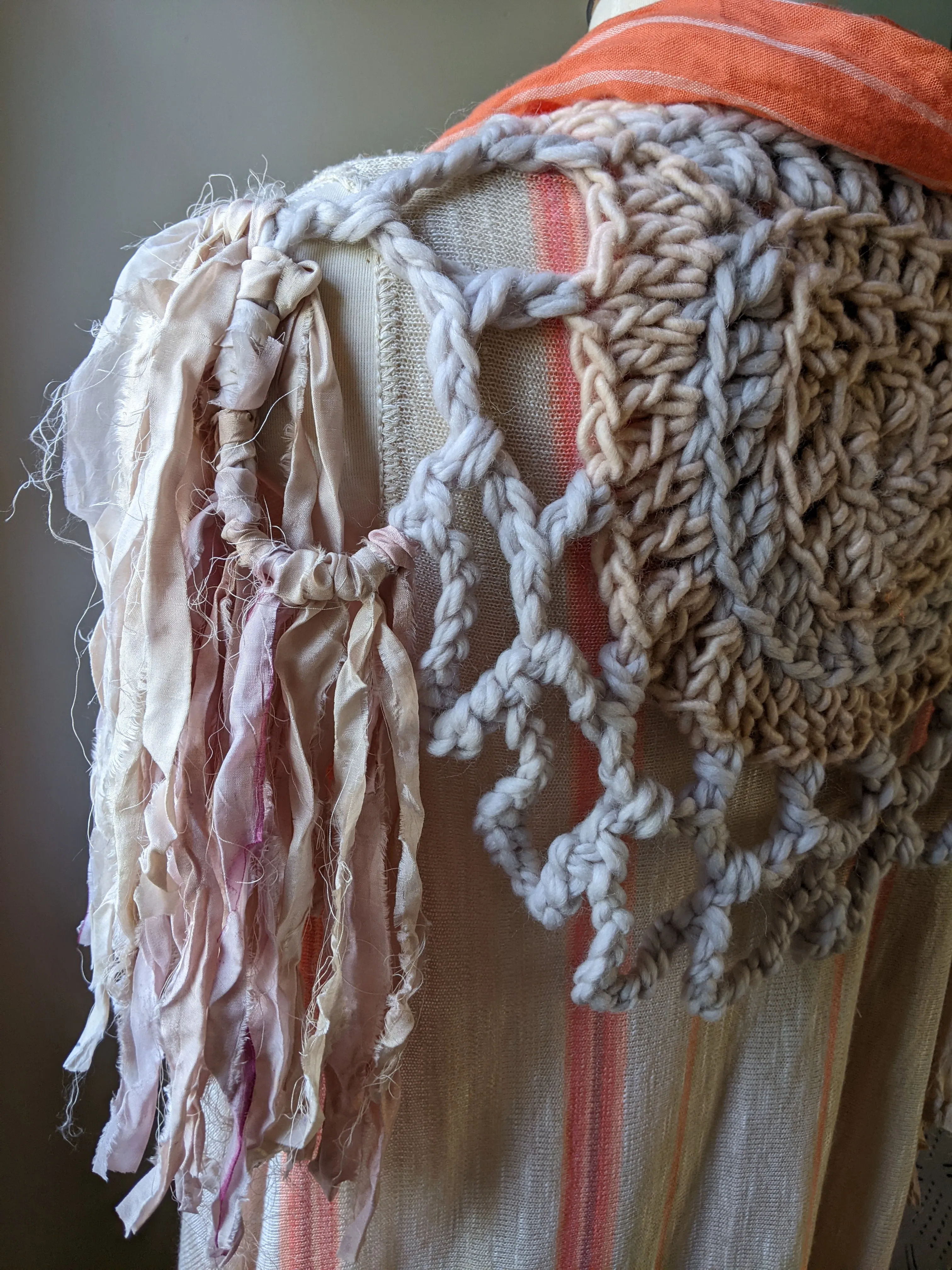 Fiber Festival Freeform Crochet, Knit Handspun, and Woven Boho Garment - Astilbe WAFA