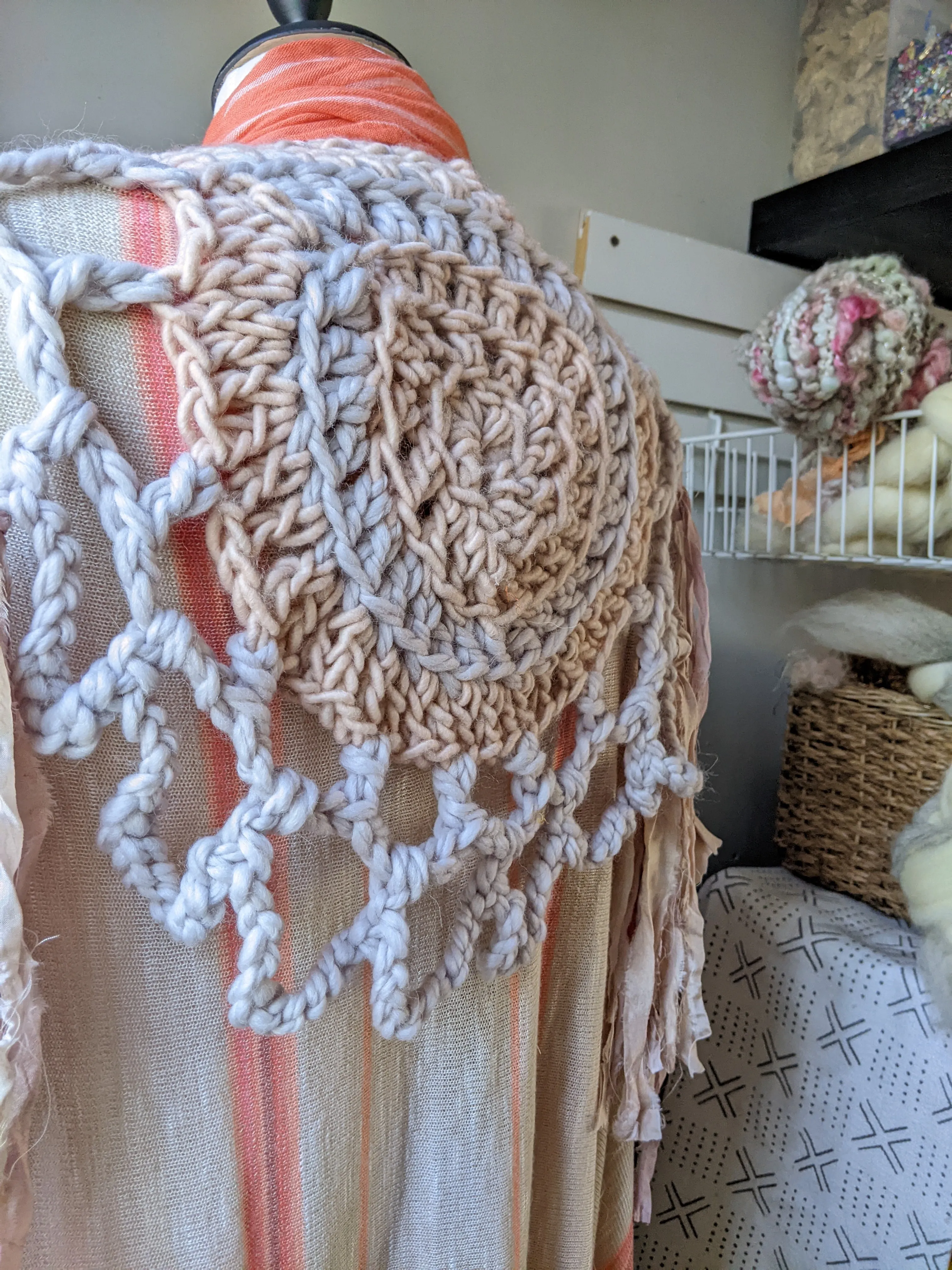 Fiber Festival Freeform Crochet, Knit Handspun, and Woven Boho Garment - Astilbe WAFA