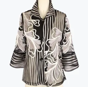 Floral and stripes soutache jacket