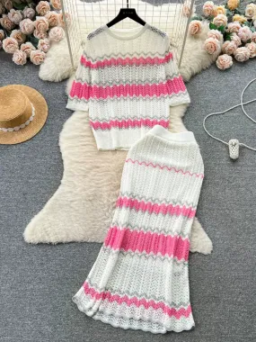 Frosted Candy Sweet Striped Knit Dress