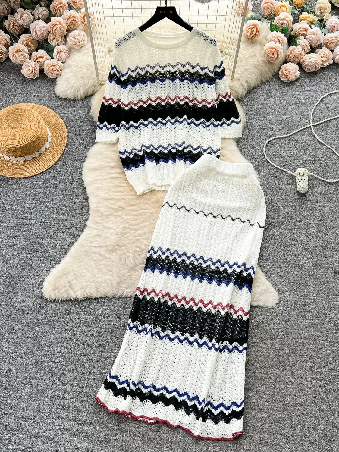 Frosted Candy Sweet Striped Knit Dress