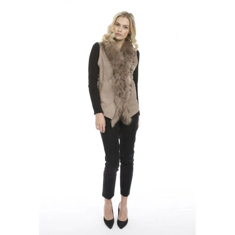 Fur & Faux Suede Gilet (One Size) - Dark Mocha