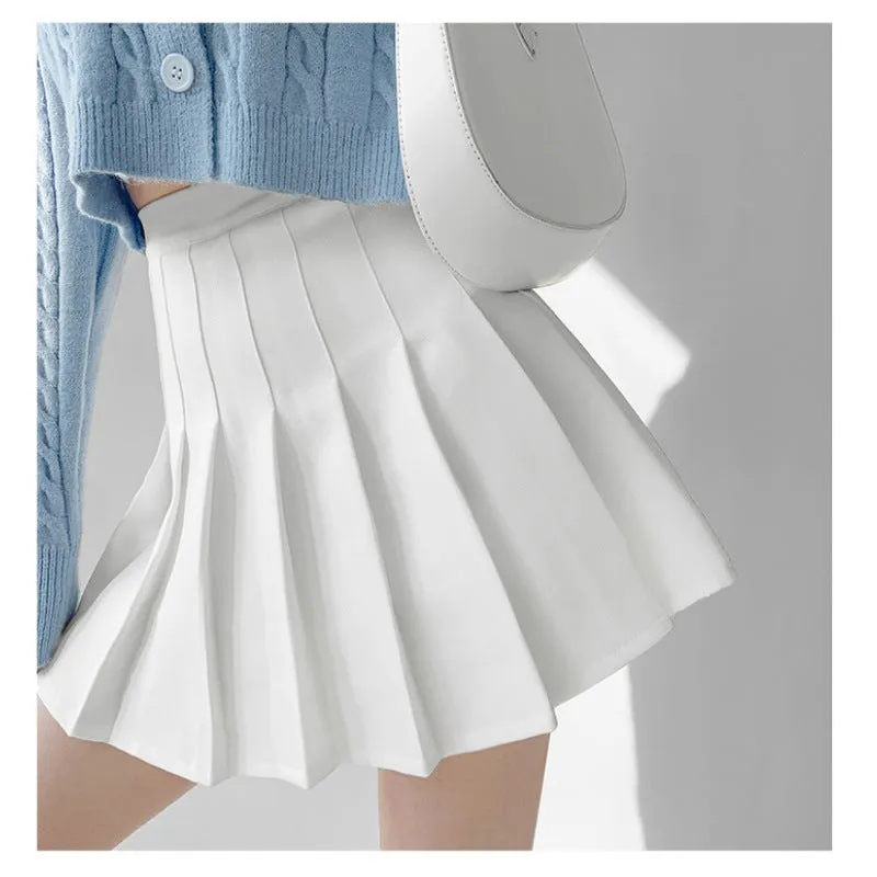 Girlary-shop dream clothes American Preppy Style Brown Hot Girl Pleated Skirt Women's Spring and Autumn Slimming High Waist Skirt Retro Sexy Skirt Fashion