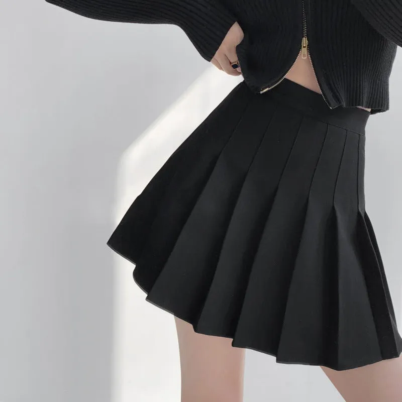 Girlary-shop dream clothes American Preppy Style Brown Hot Girl Pleated Skirt Women's Spring and Autumn Slimming High Waist Skirt Retro Sexy Skirt Fashion