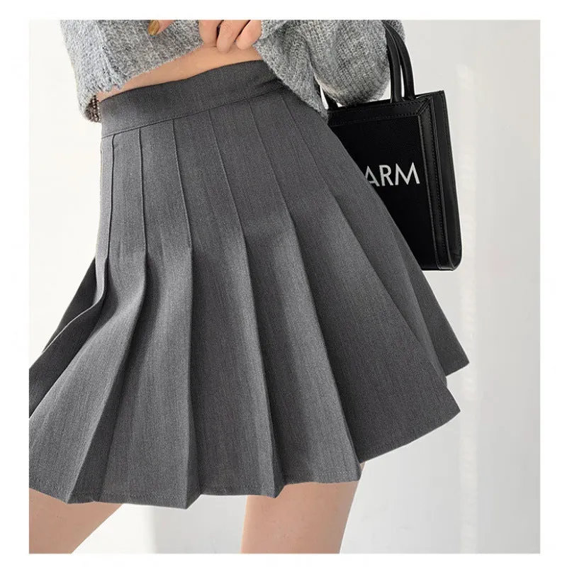 Girlary-shop dream clothes American Preppy Style Brown Hot Girl Pleated Skirt Women's Spring and Autumn Slimming High Waist Skirt Retro Sexy Skirt Fashion