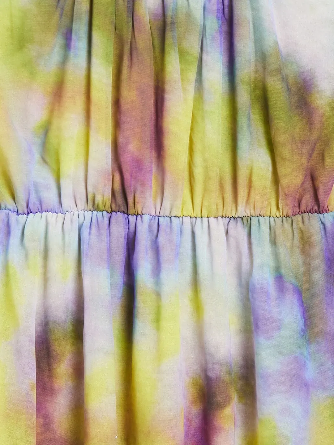 Girls Purple & Yellow Tie-Dye Print Strappy Dress