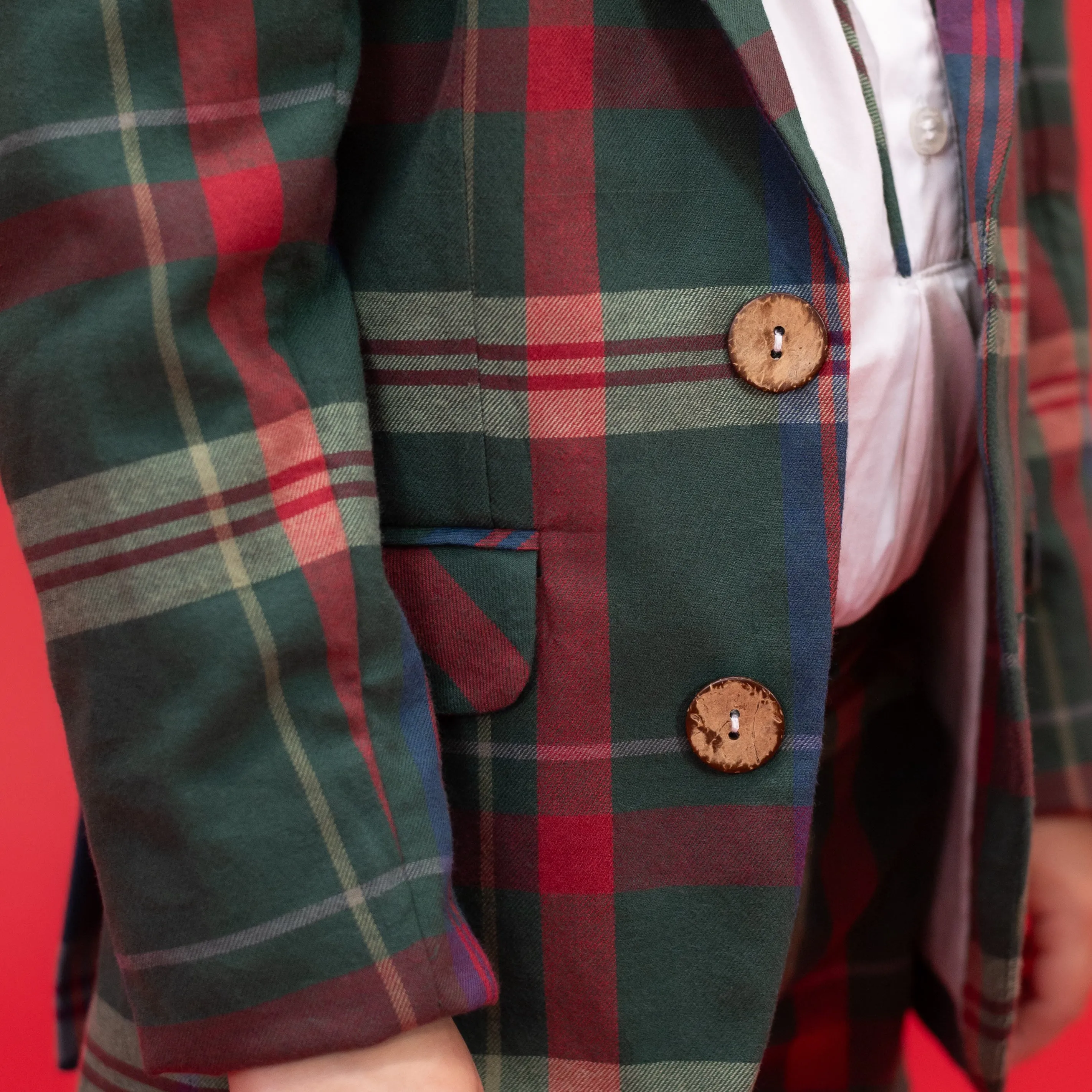 Hayden Boy Blazer - Green Tartan