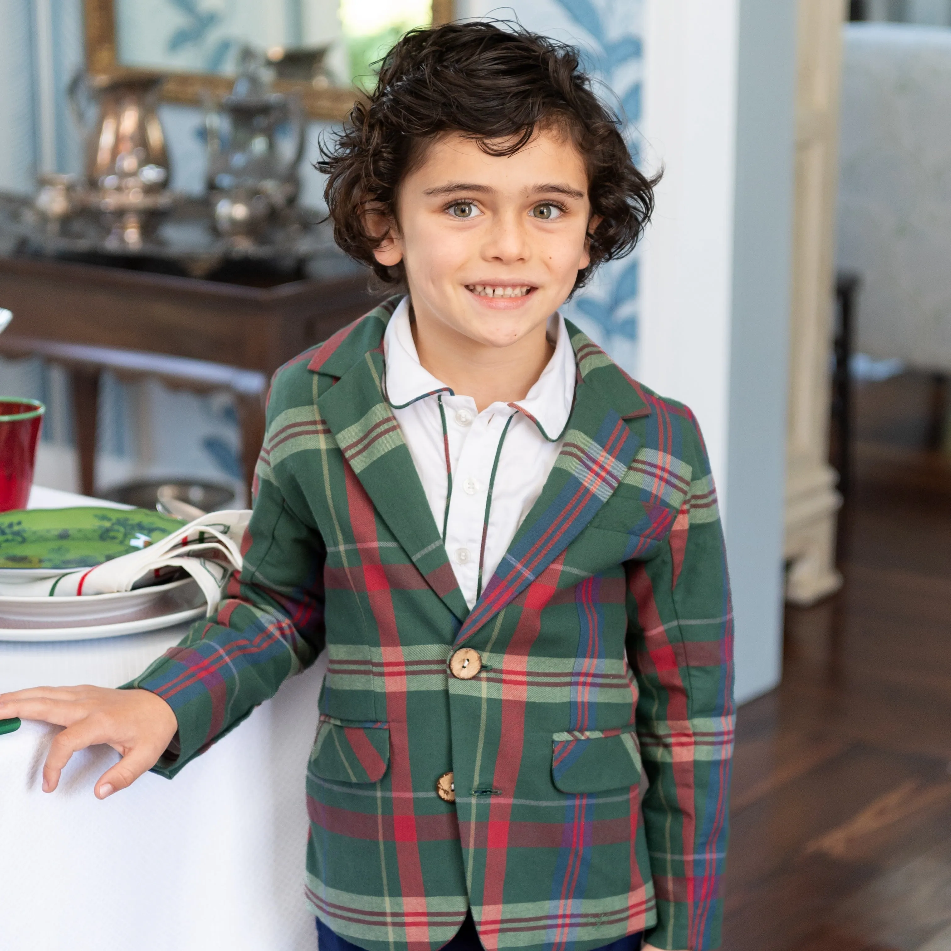 Hayden Boy Blazer - Green Tartan