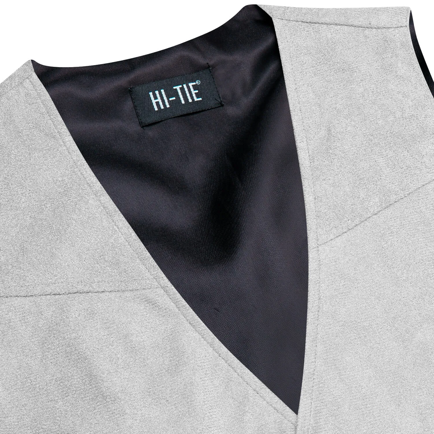 Hi-Tie Button Vest Solid Light Gray Suede Single Waistcoat for Men