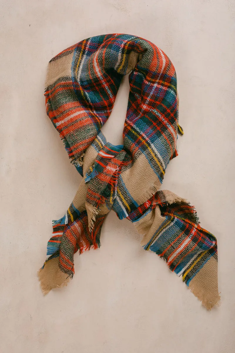 Holly Beige Plaid Knitted Scarf