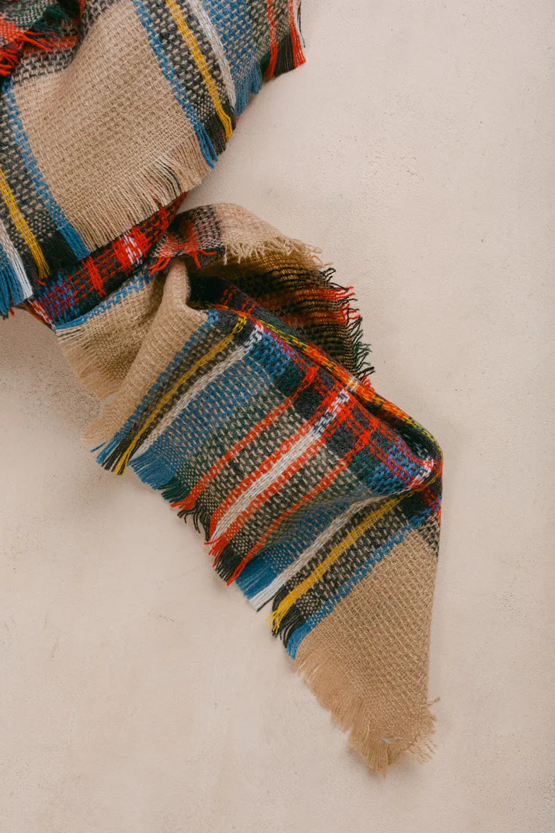 Holly Beige Plaid Knitted Scarf