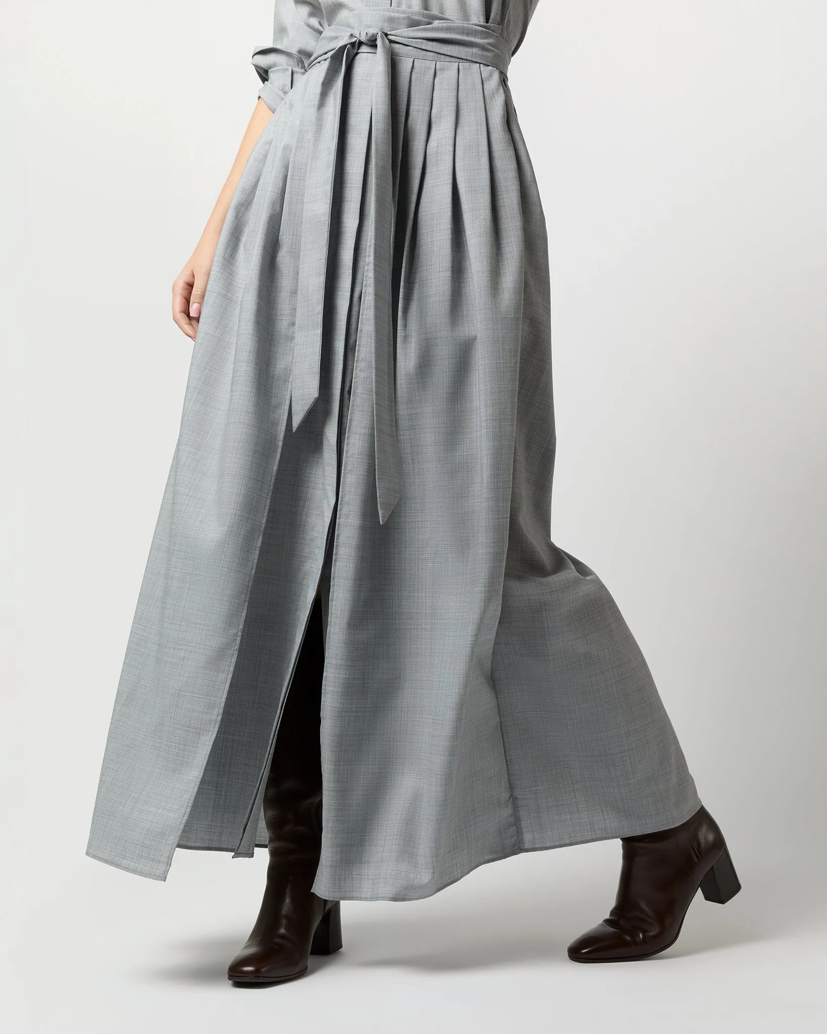 Ingrid Dress in Heather Grey Tropical Wool