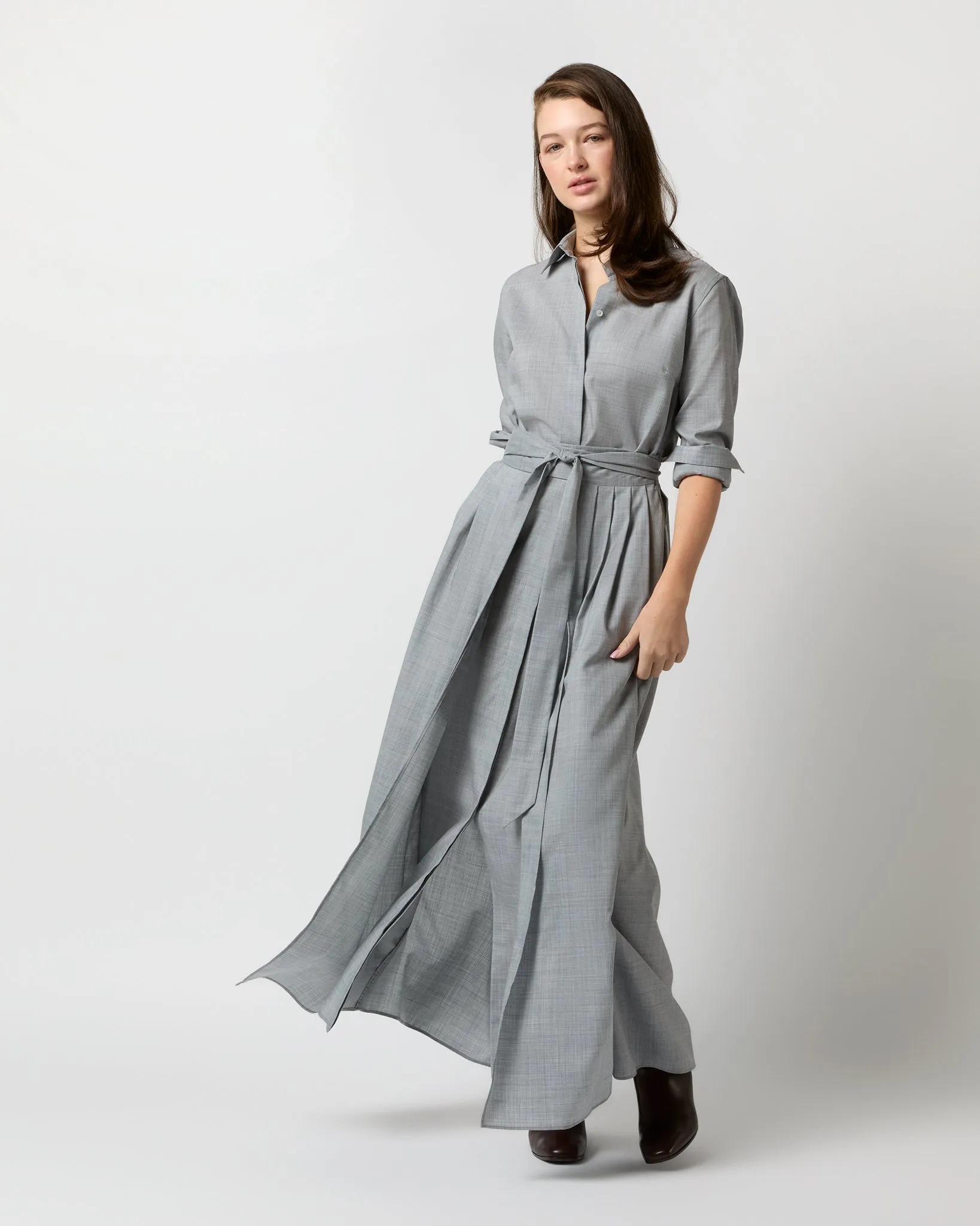 Ingrid Dress in Heather Grey Tropical Wool