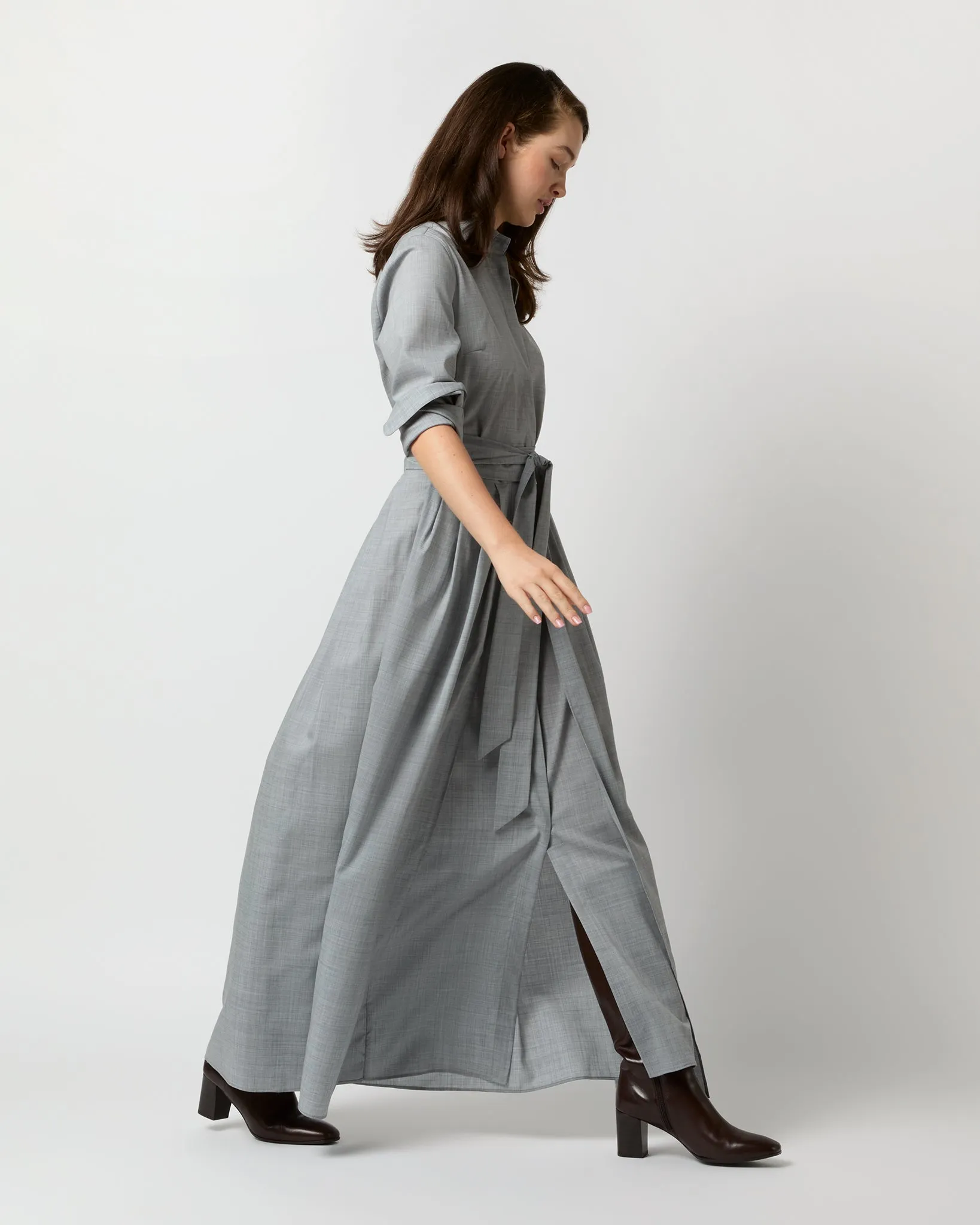 Ingrid Dress in Heather Grey Tropical Wool