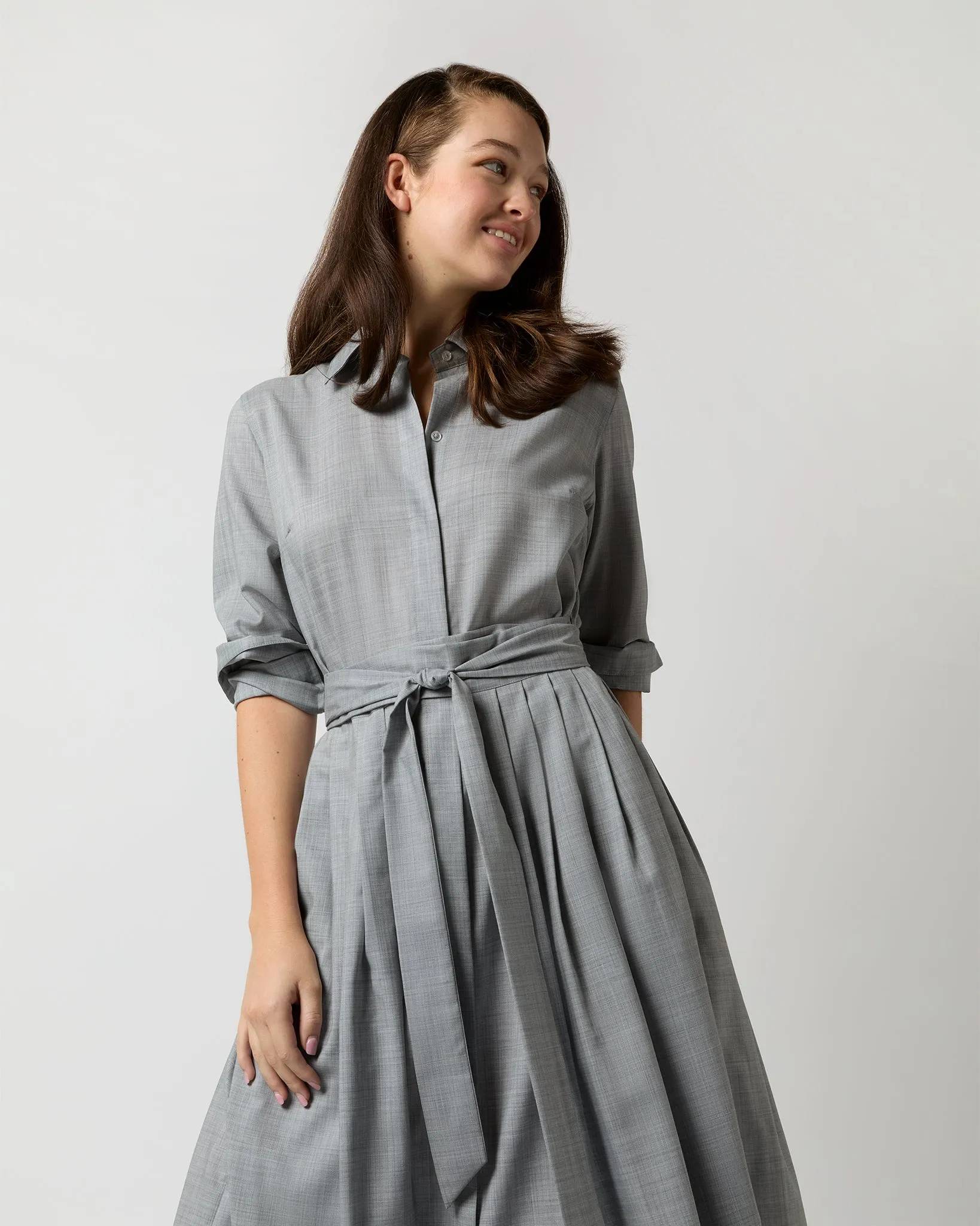 Ingrid Dress in Heather Grey Tropical Wool