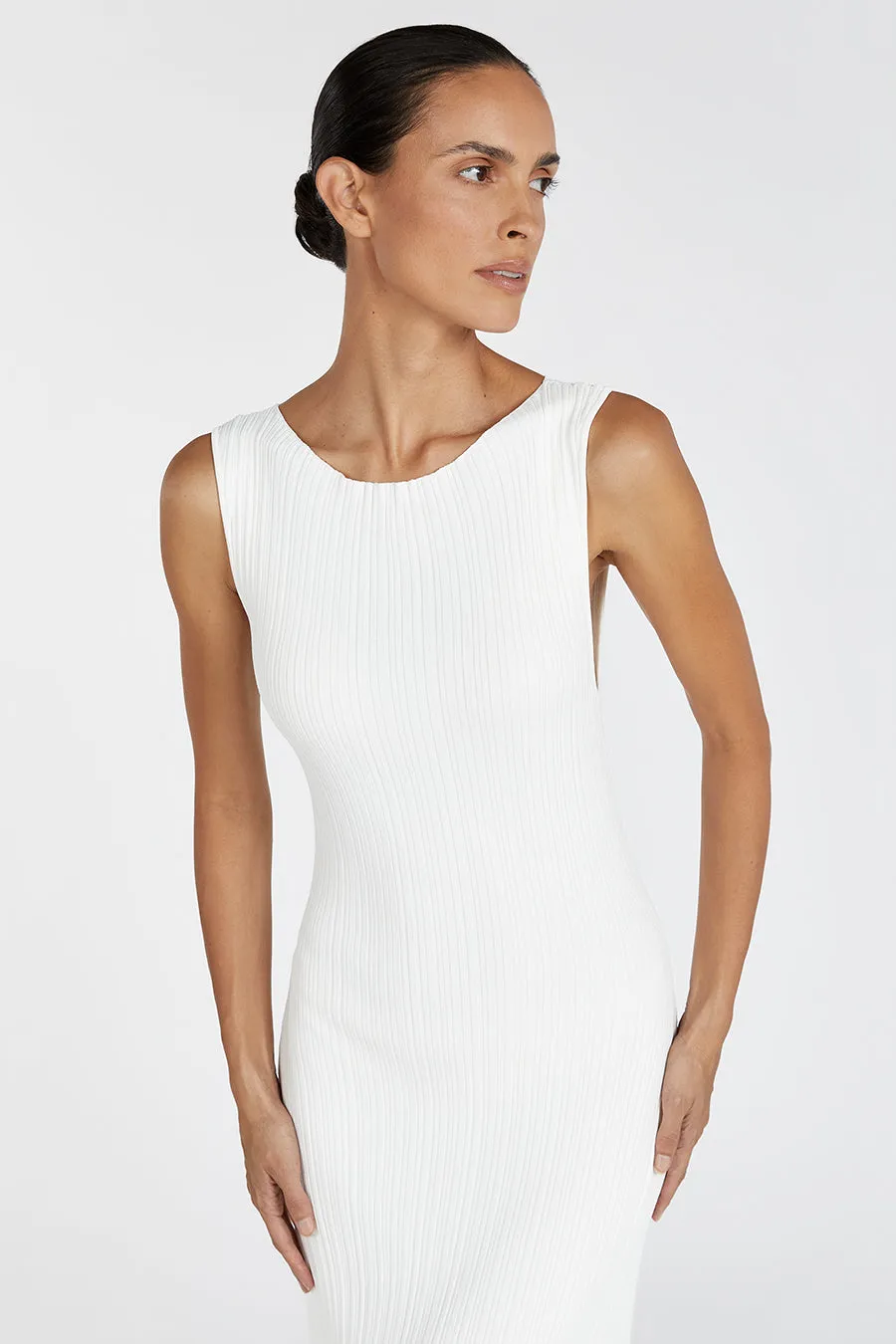 IVY OFF WHITE SLEEVELESS MIDI DRESS