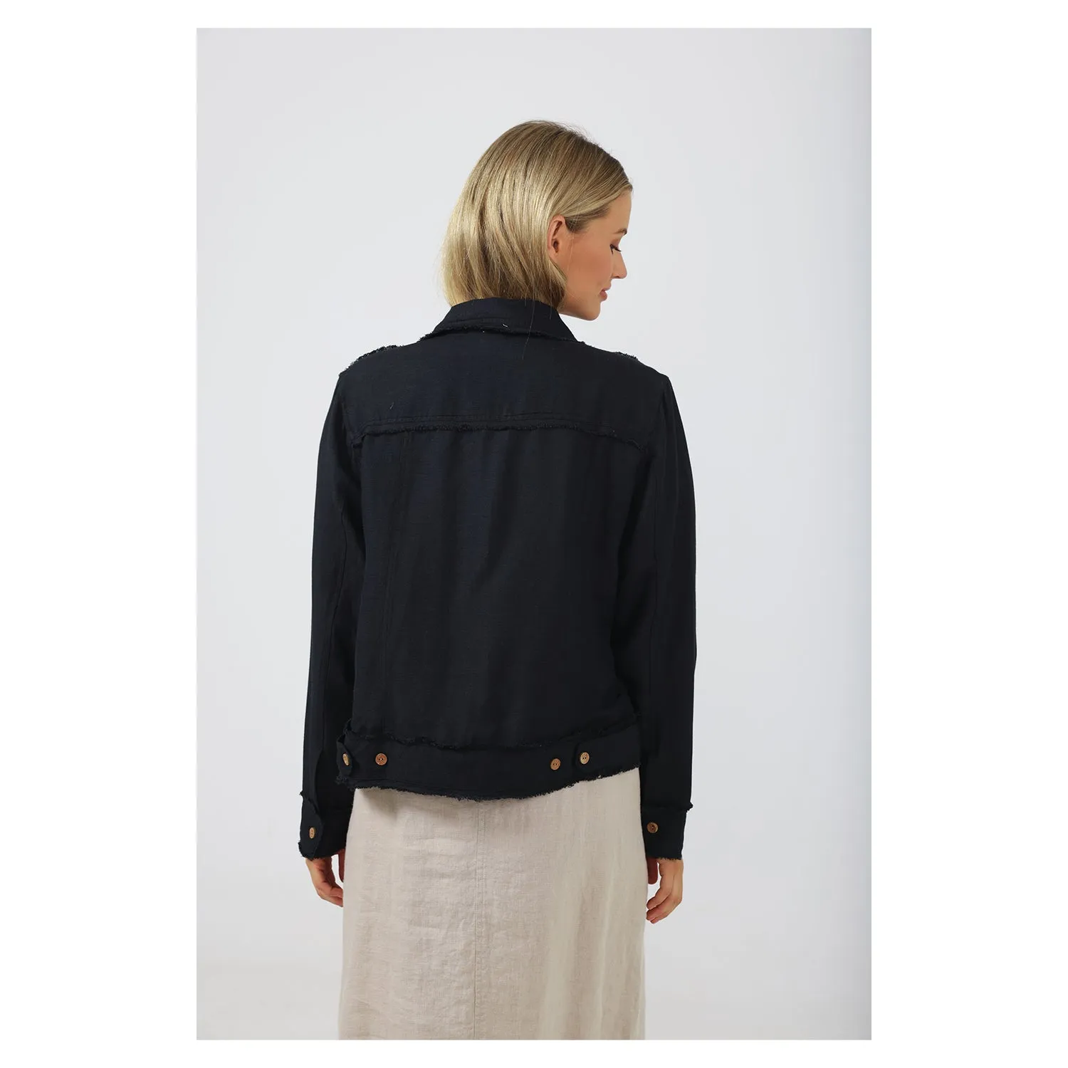 Jacket Monza - Black Linen Viscose