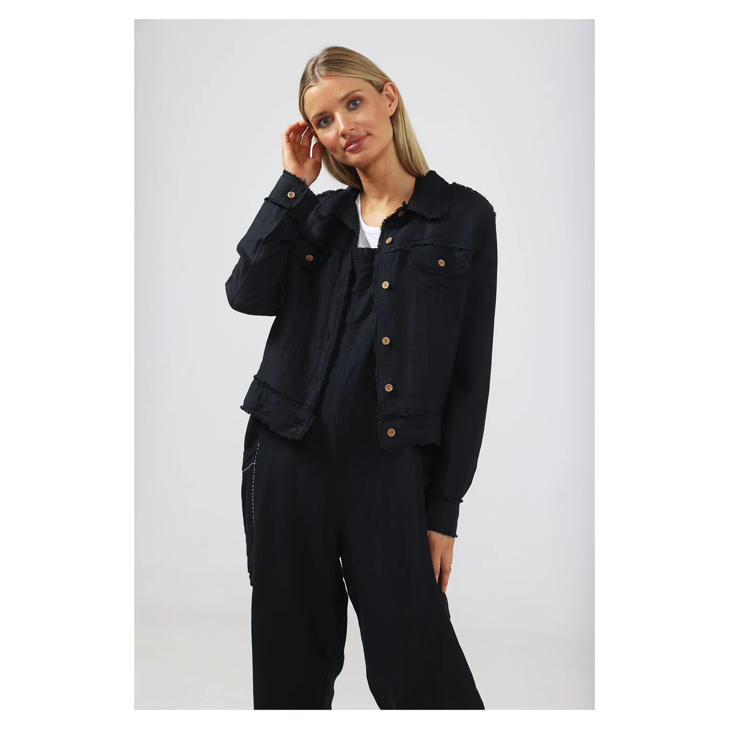 Jacket Monza - Black Linen Viscose