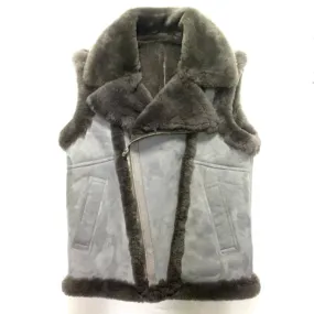 Jakewood Grey Suede Shearling Vest