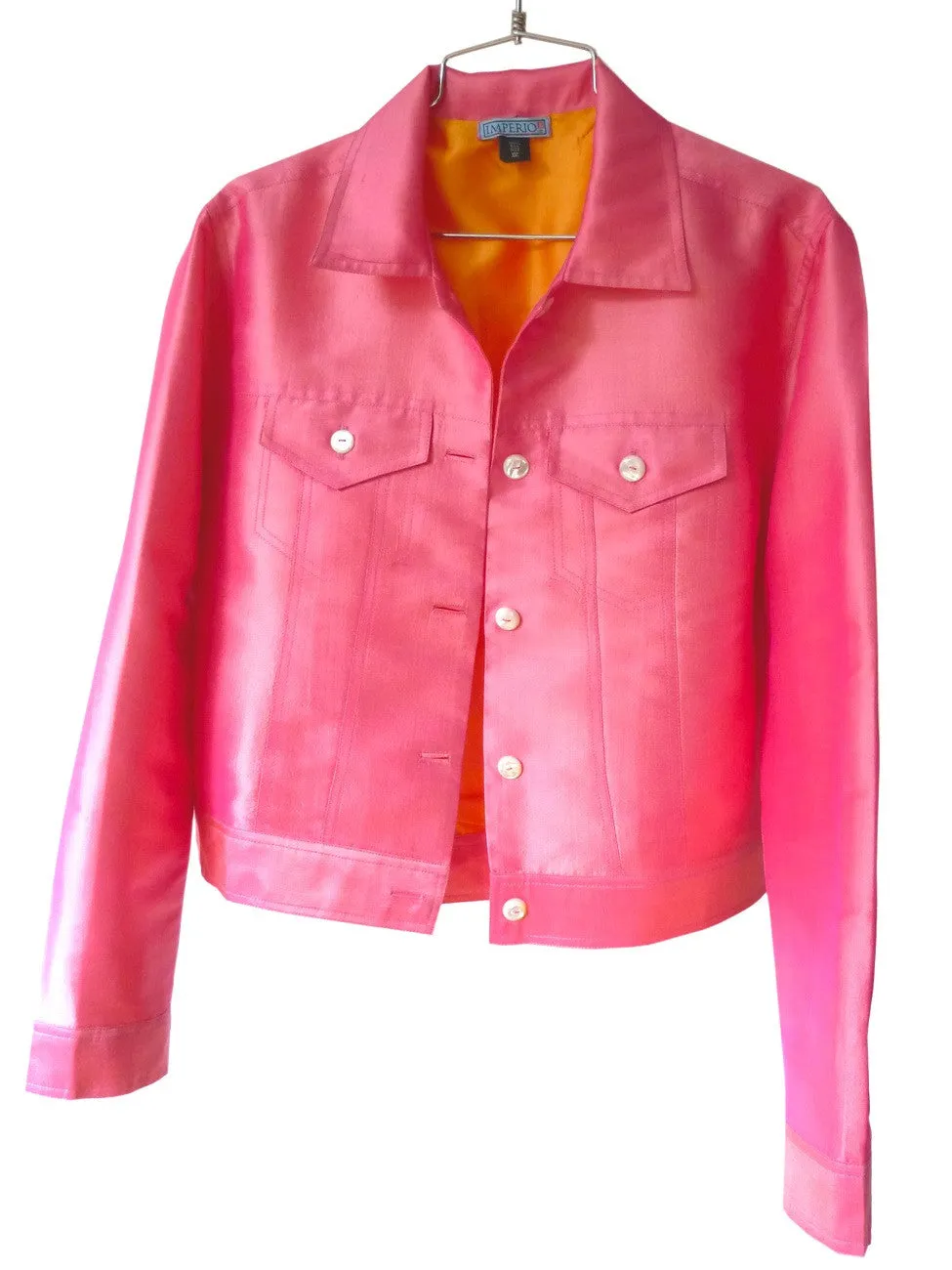 Jean Jacket Thai Silk And Mother Of Pearl Precious Pink