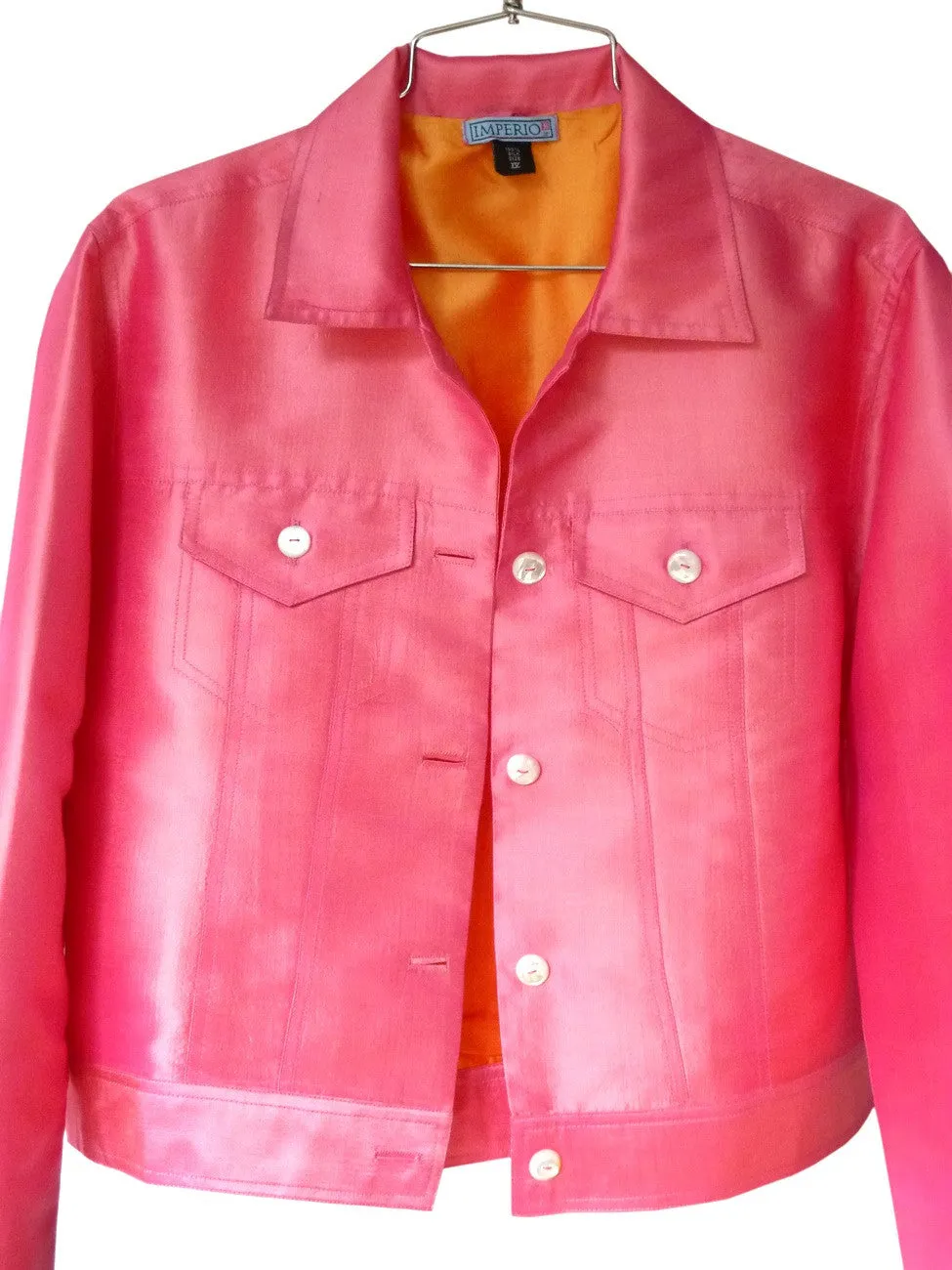 Jean Jacket Thai Silk And Mother Of Pearl Precious Pink