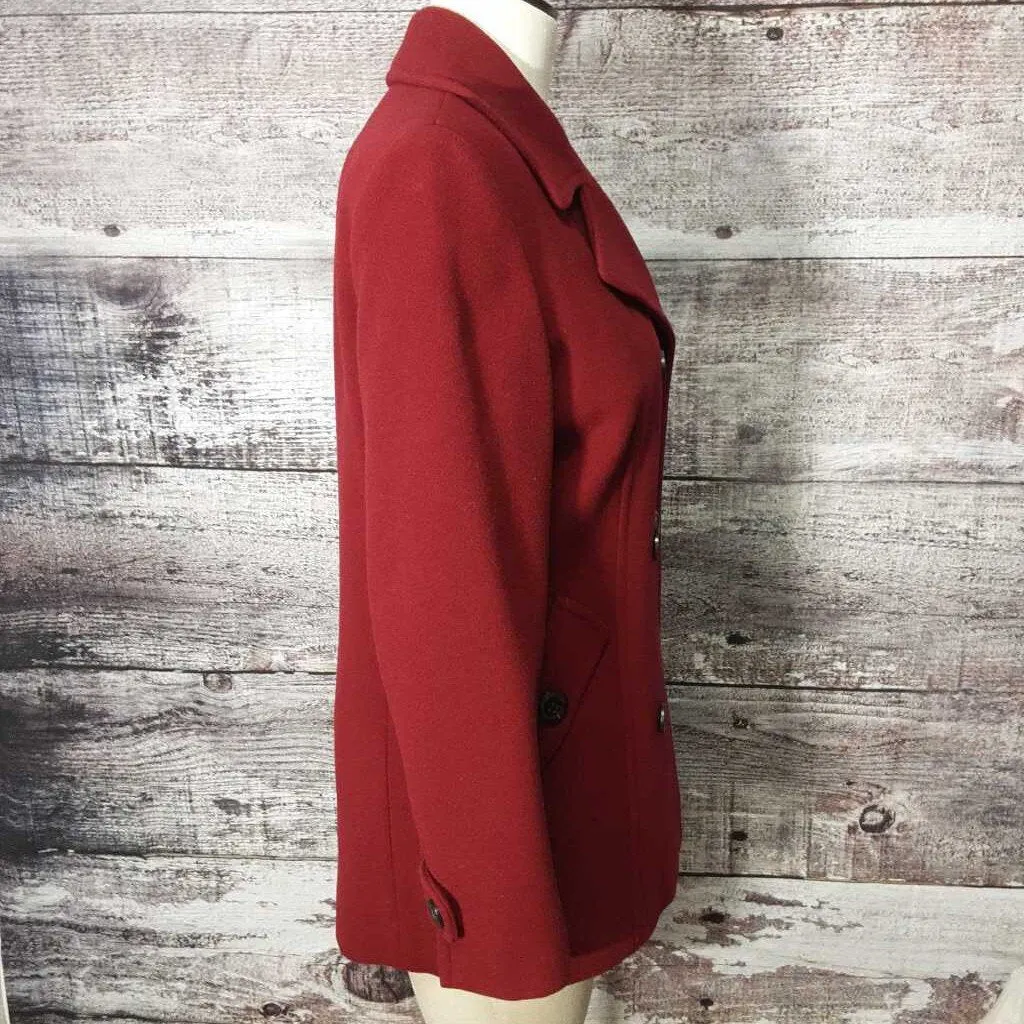 JONES NY MAROON WOOL CASHMERE BLEND PEACOAT SIZE 8 TCC