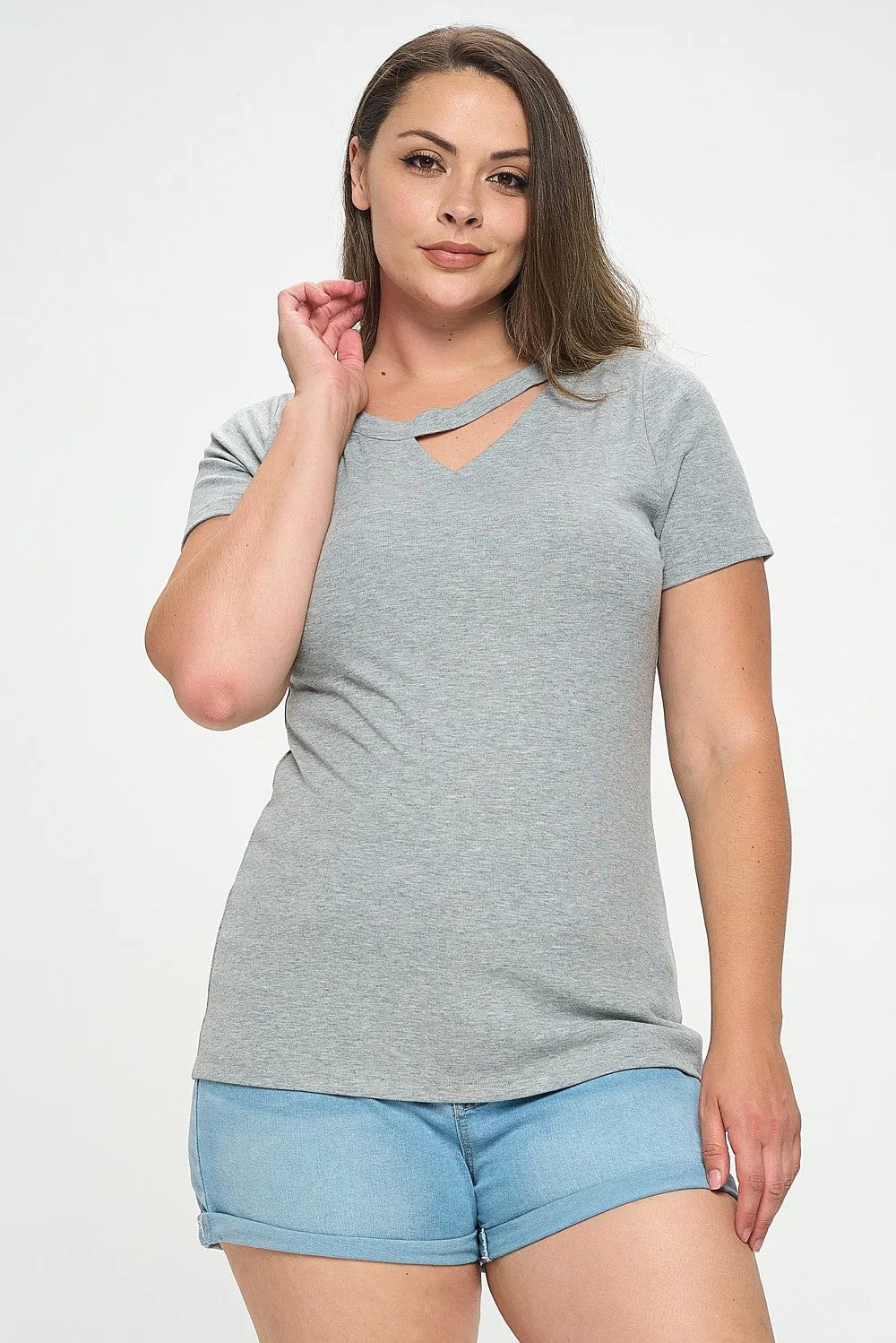 Just Beginning Unbalanced Tee - Grey