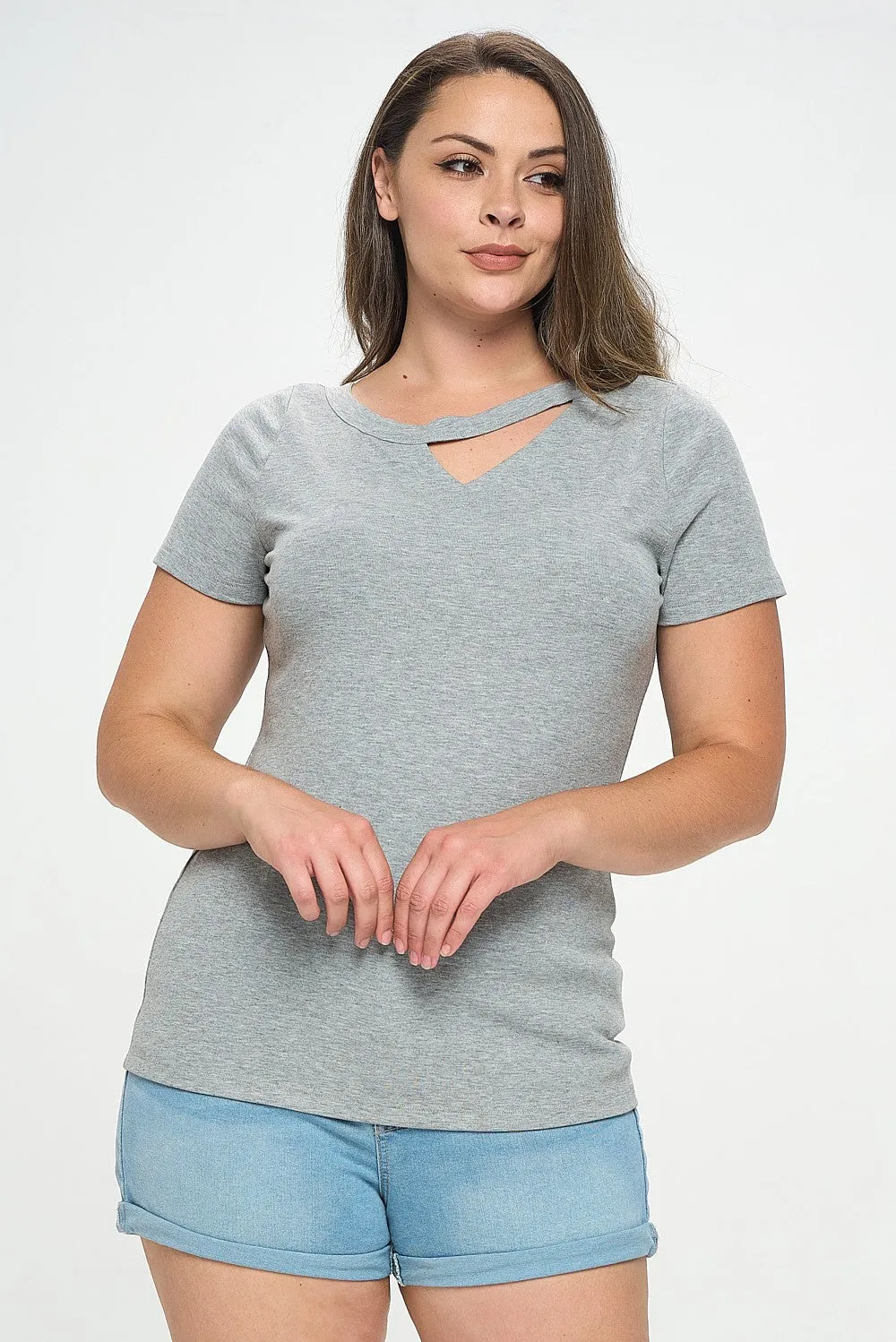 Just Beginning Unbalanced Tee - Grey