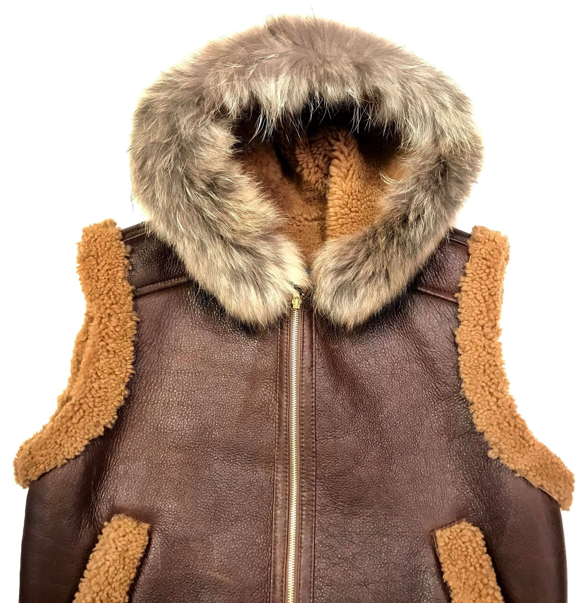 Kashani Chocolate Brown Fox Fur Shearling Vest