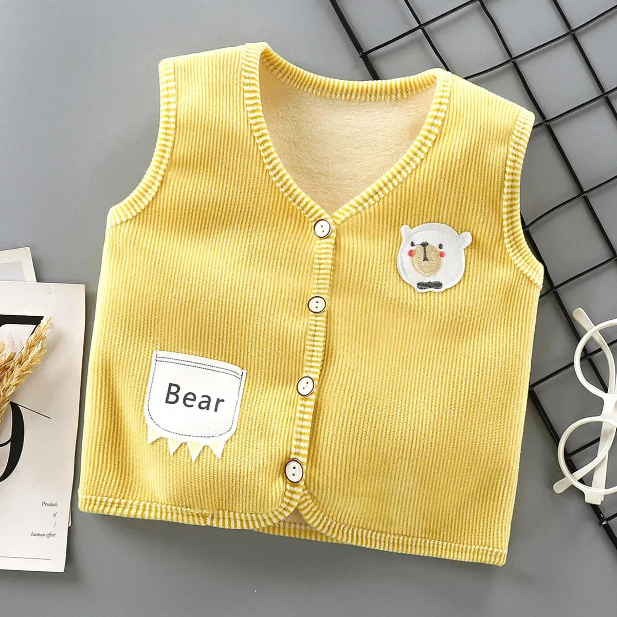 Kids Clothes Waistcoat Children's Vest  Boy Girl Thicken Velvet lining Keep Warm Jackets Vest Children's Clothing  Autumn Winter