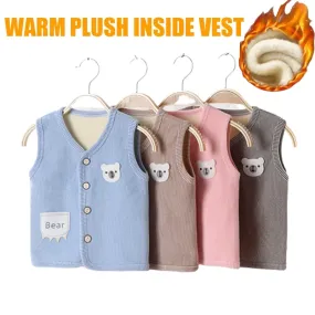 Kids Clothes Waistcoat Children's Vest  Boy Girl Thicken Velvet lining Keep Warm Jackets Vest Children's Clothing  Autumn Winter